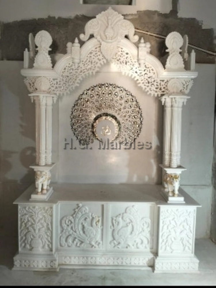 Elegant White Marble Temple For Pooja Room - Product Type: Pillar