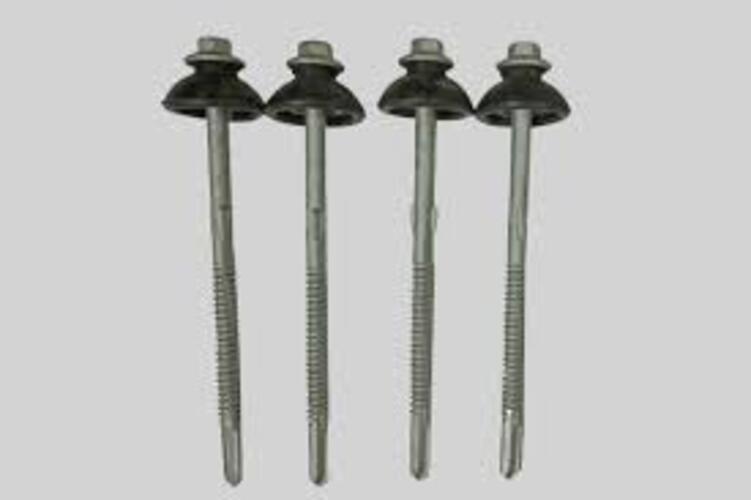 ELECTROPOLYSEAL COATED GREY HEX HEAD SELF DRILLING SCREWS WITH WINGS