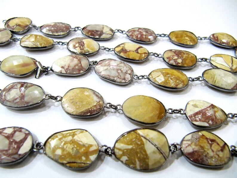 Natural Fancy Jasper Nugget Briolette Connector Chain