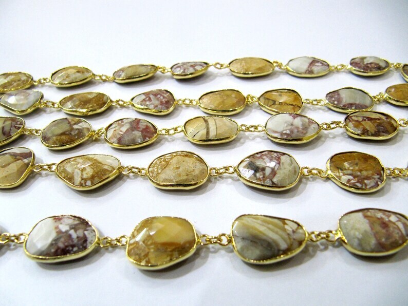 Natural Fancy Jasper Nugget Briolette Connector Chain
