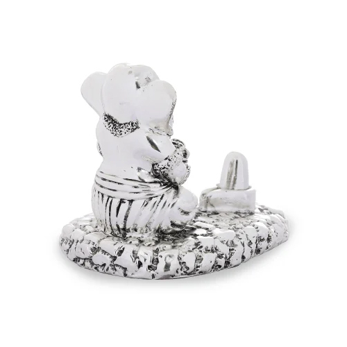 Silver Plated Ganesha Idol - Resin Material, Various Sizes Available | Elegant Hinduism Theme, Durable with Intricate Indian Design