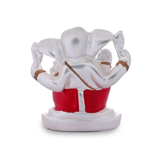 Silver Plated Lord Ganesha Idol - Durable Aluminum, Polished Finish | Intricate Indian Religious Decor, Perfect for Ceremonies
