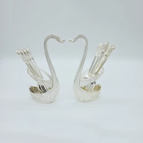 Resin Silver Plated Swan Pair