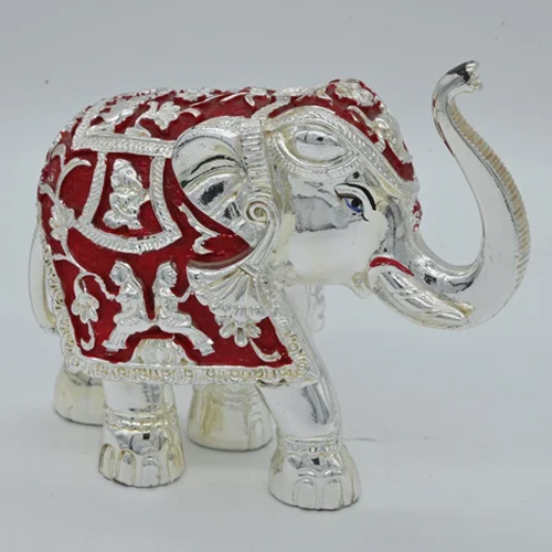 Silver Plated Elephant Idol Statue - Feature: Durable