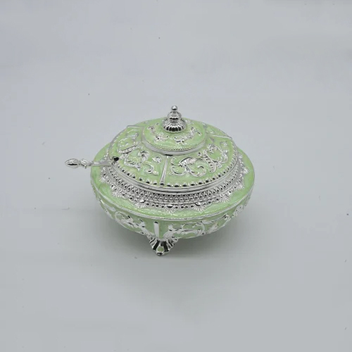 Silver Plated Enamel Sugar Pot - Feature: Light Weight