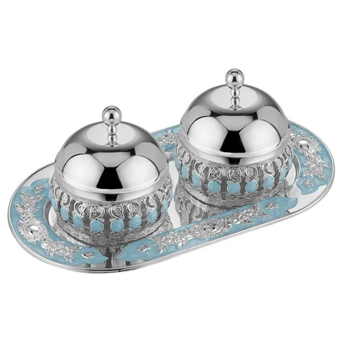 Silver Plated Decorative Bowl Set With Tray - Material: Metal