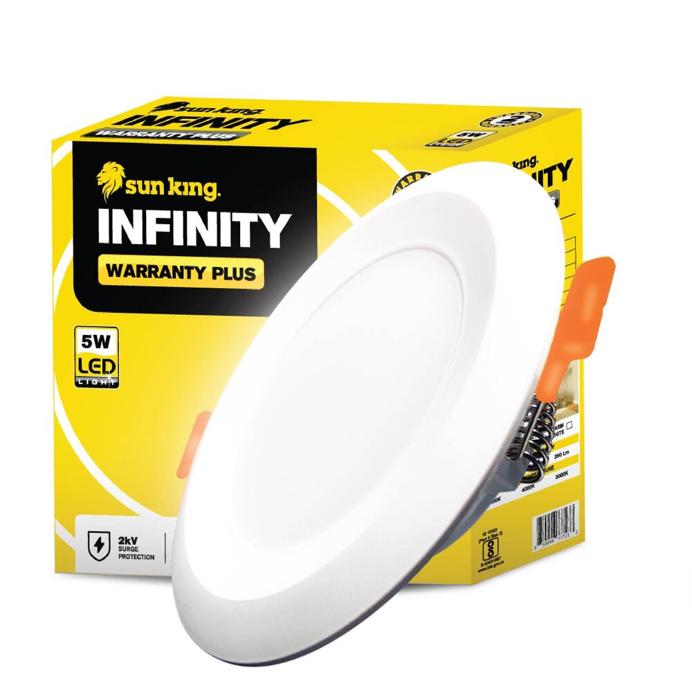 Sun King Energy-Efficient 5W Recessed LED Downlights for Home & Office, Natural White