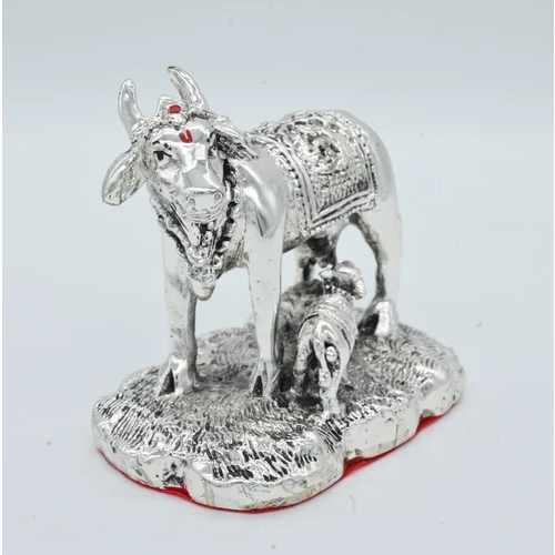 5 Inch Resin Silver Plated Caw Calf Statue - Feature: Durable