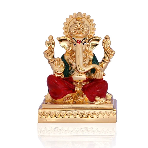 Gold Plated Ganesha Idol - Color: Golden