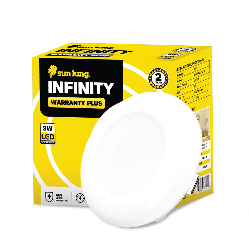 Round Sun King Energy-Efficient 3W Recessed LED Downlights for Home & Office