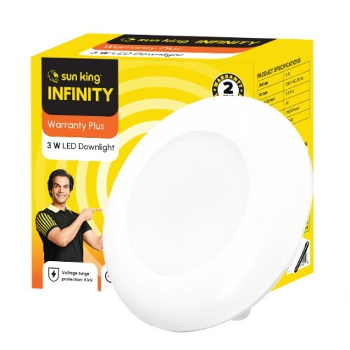 Round Sun King Energy-Efficient 3W Recessed Led Downlights For Home & Office - Body Material: Ceramic