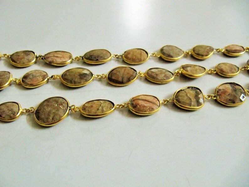 Natural Picture Jasper Nugget Briolette Connector Chain