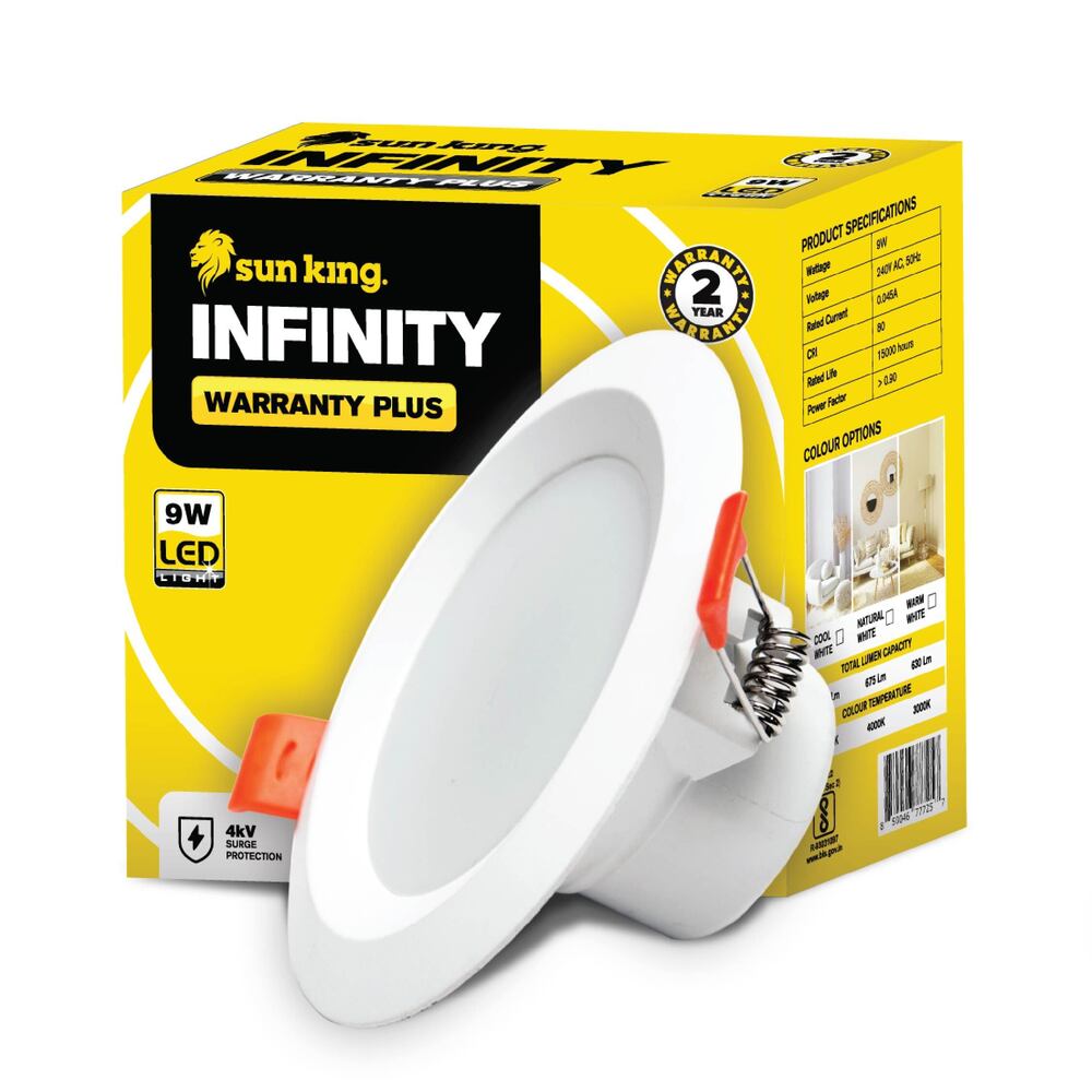 Sun King Energy-Efficient 9W Recessed LED Downlights for Home & Office