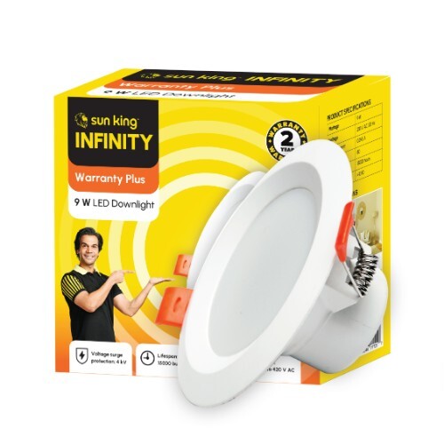 Sun King Energy-Efficient 9W Recessed Led Downlights For Home & Office - Body Material: Ceramic