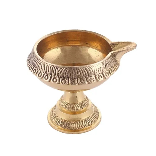 2 Inch Brass Kuber Diya - Color: Golden