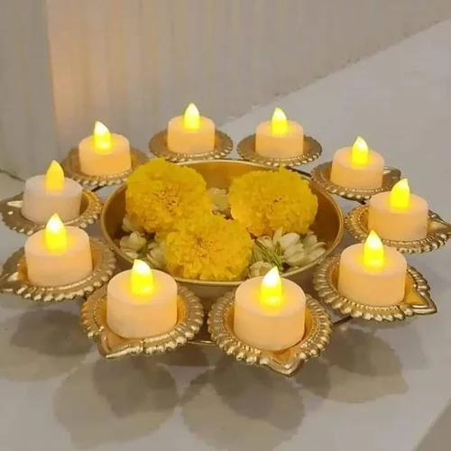 Decorative Metal Diya - Color: Golden