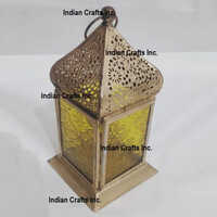 Golden Moroccan Lantern - Metal, 8 Inch Round Design, Golden Color | Handmade Elegance For Table Decoration With Warm Glow