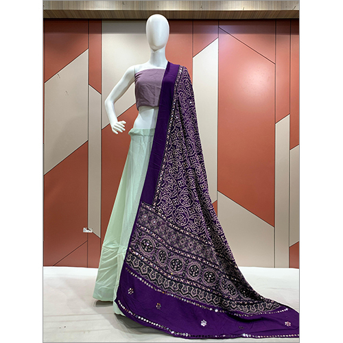 Ajrak Print Purple Dupatta