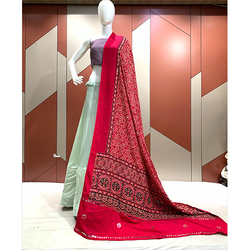 Ajrak Print Rani Dupatta