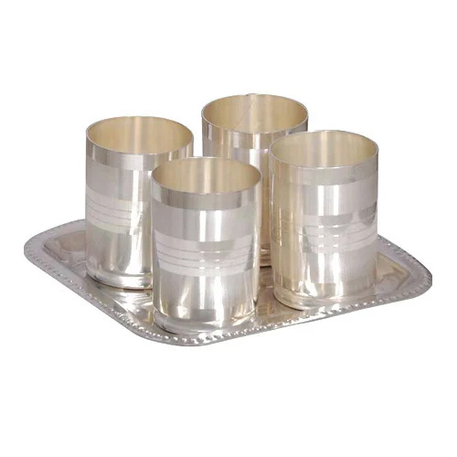 Silver Plated Glass Set - Material: Metal