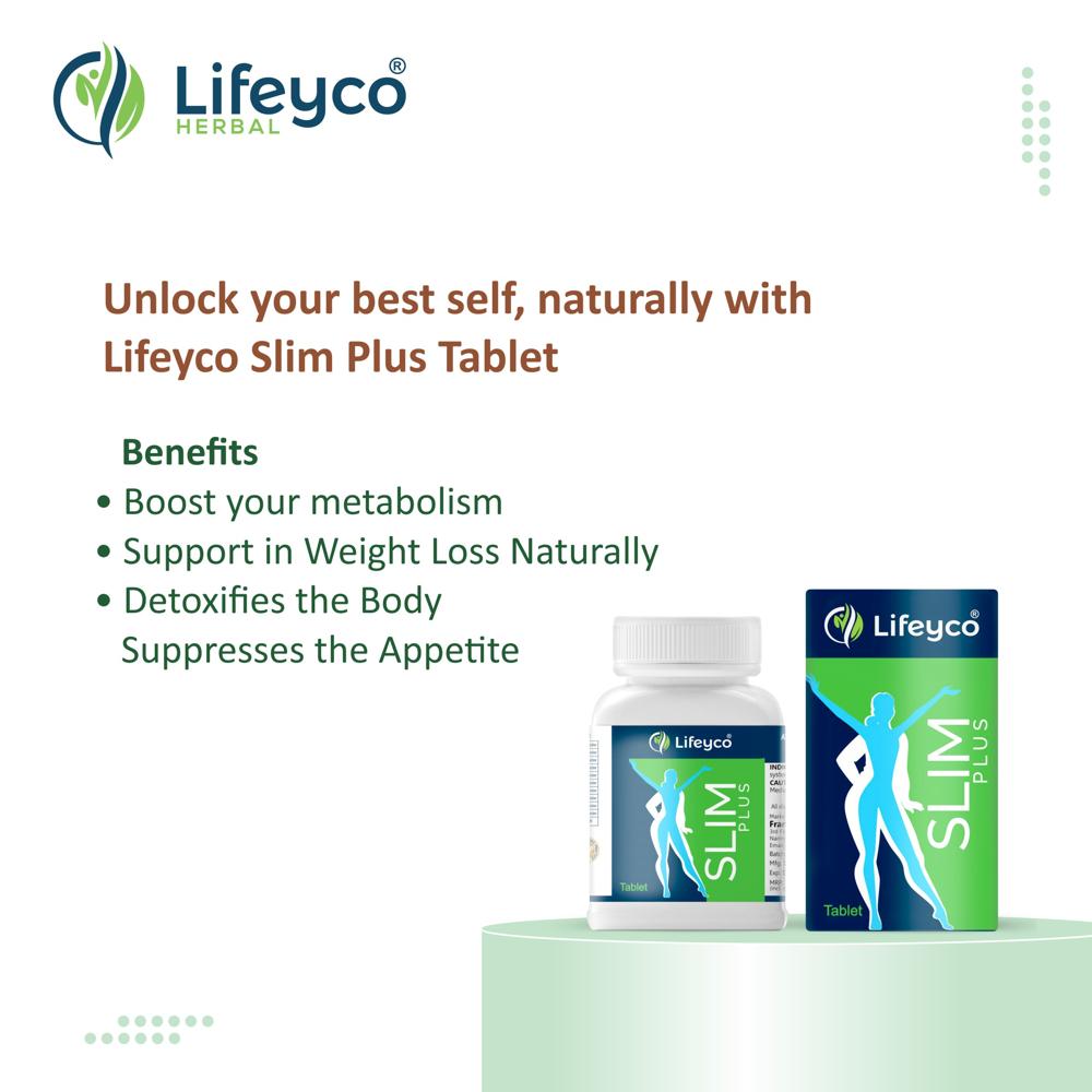 Lifeyco Slim Plus - Ayurvedic Herbal Tablets For Appetite Suppression & Weight Loss, Enriched With Amla, Pippali, Harar Kali & Jeera