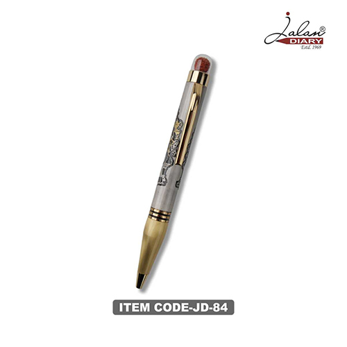 Jd-84 Stylus Steel Gray Metal Barrel Ball Pen With Golden Metal Holding Point - Feature: For Writing