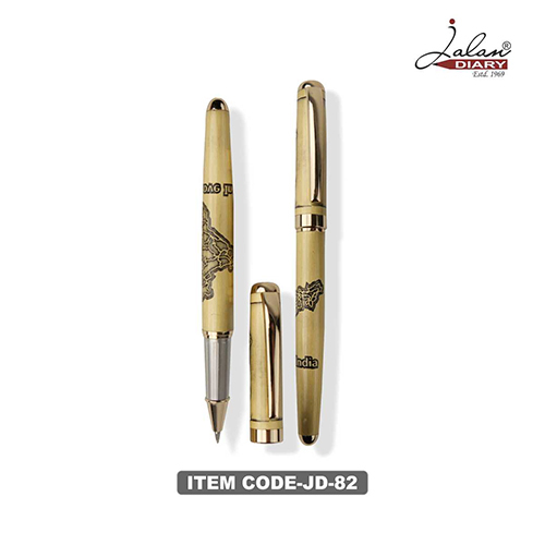 Jd-82 Metal Roller Pen With Classic Laser Printed Body - Color: Golden