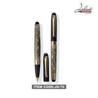 Jd-79 Luxurious Black Metal Roller Pen With Floral Laser Print On Barrel - Metal Material, Various Sizes, Elegant Black Color | Ideal For Office And School Writing Tasks
