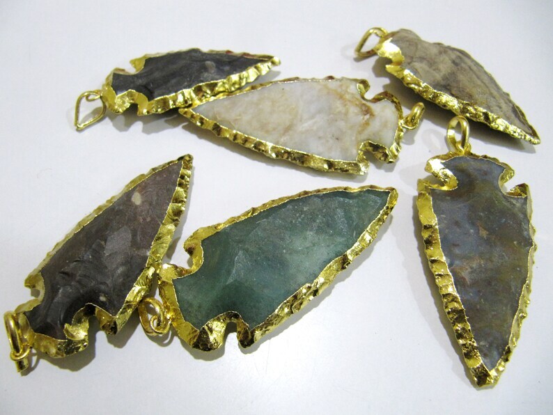 2 Pcs Set Natural Jasper Gold Electroplated Edge Single Loop