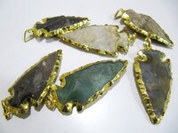 2 Pcs Set Natural Jasper Gold Electroplated Edge Single Loop
