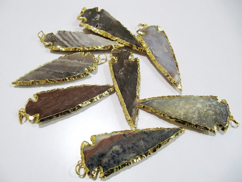 2 Pcs Set Natural Jasper Gold Electroplated Edge Single Loop