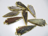 2 Pcs Set Natural Jasper Gold Electroplated Edge Single Loop