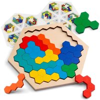 Wooden Hexagon Puzzle - Size: 27.8 X 13.9 X 3.4 Cm