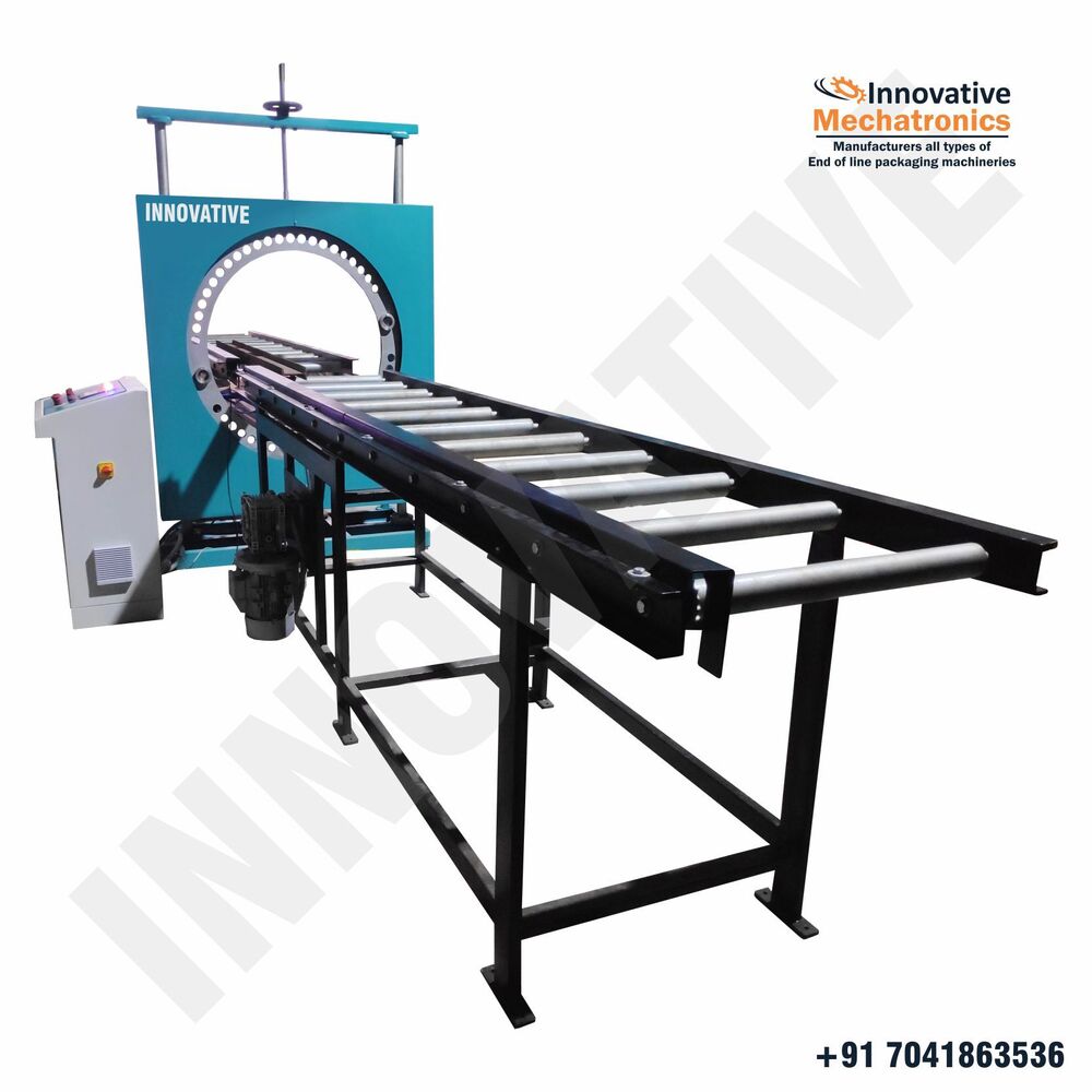 Ring Stretch Wrapping Machine - Ms, 1000x100x300 Cm, White, 1 T/hr Capacity | High-speed Automatic Operation, Film Pre-stretching, Conveyor Integration