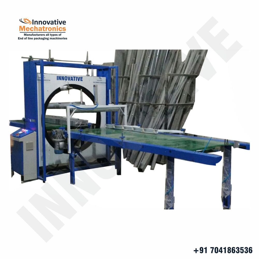 Ring Stretch Wrapping Machine - Ms, 1000x100x300 Cm, White, 1 T/hr Capacity | High-speed Automatic Operation, Film Pre-stretching, Conveyor Integration