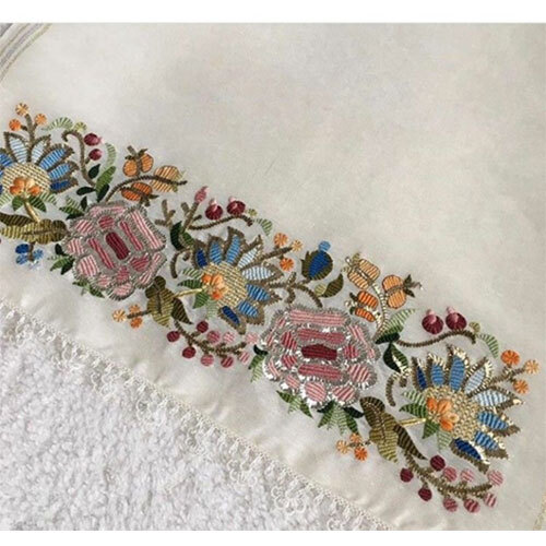 Embroidered cotton-linen fabric