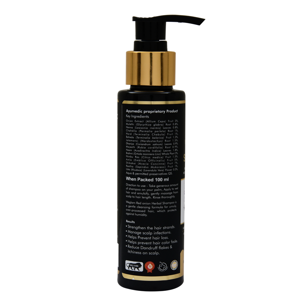 Weglam Shampoo - Red Onion & Herbal Extract Formula | Strengthens Hair, Reduces Hair Fall, Promotes Healthy Growth, Nourishes & Adds Shine