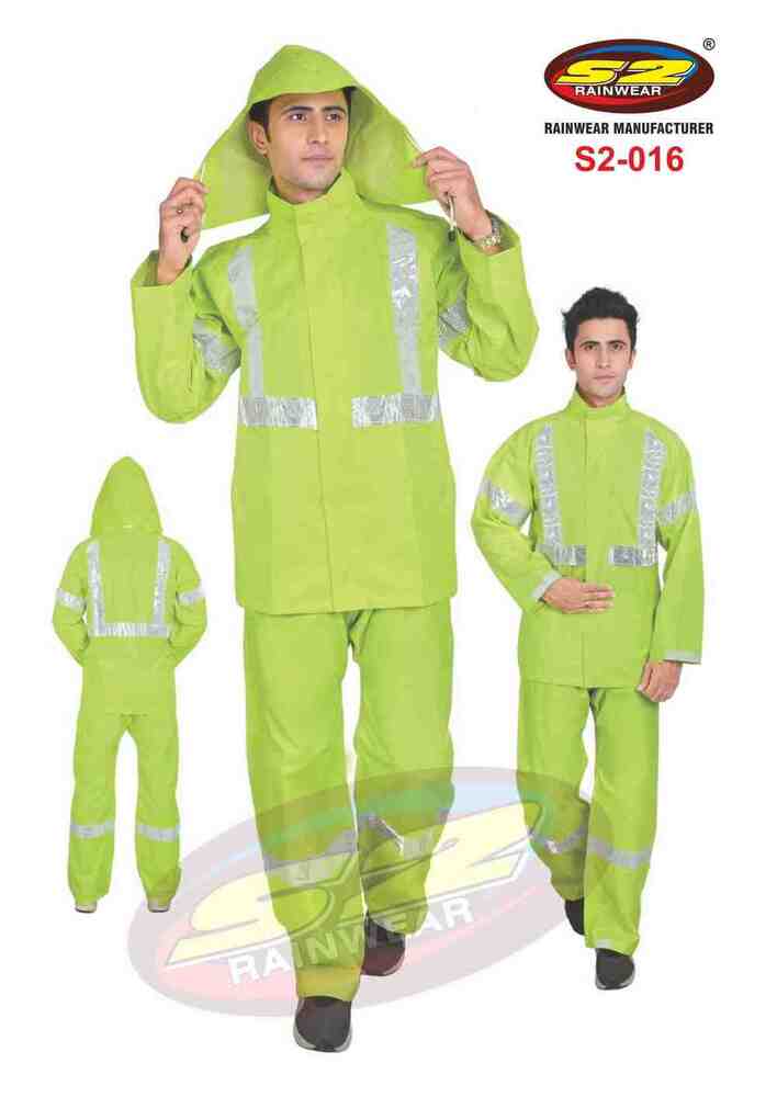 S2-016 Pu Rain Suit Florescent With Taping & Reflective Tape