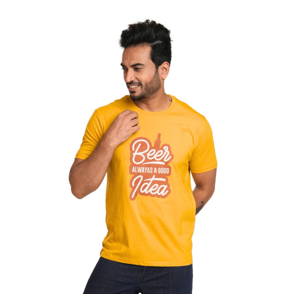 Yellow Men T-Shirt - Cotton + Polyester Blend , Comfortable Fit for Everyday Wear, Lightweight Design for Ultimate Breathability