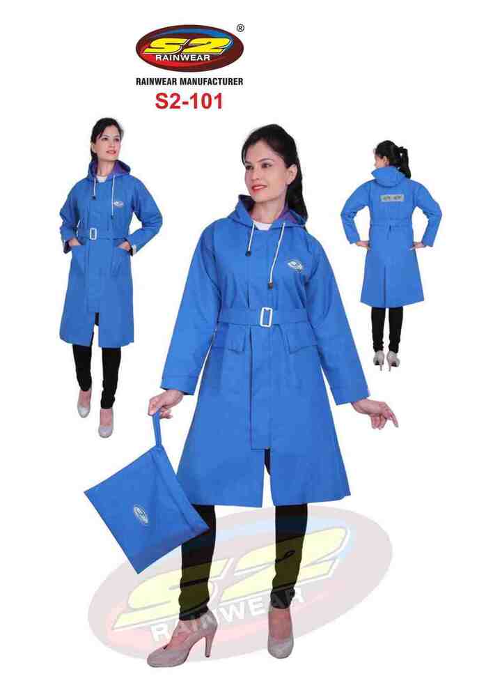 S2-101 Teflon Long Rain Coat With Taping (Ladies) - Premium Quality