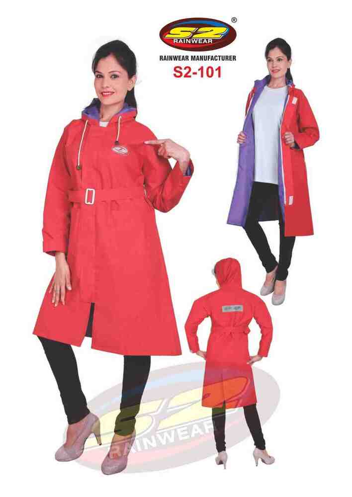 S2-101 Teflon Long Rain Coat With Taping (Ladies) - Premium Quality