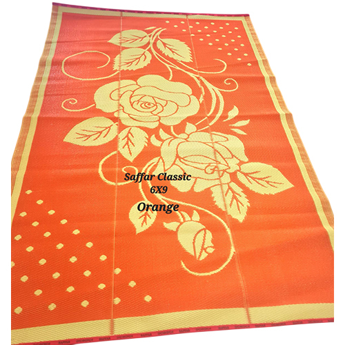 6X9 Orange Saffar Classic Plastic Mat - Plastic Material, 6x9 Size, Customizable Shape & Color | Hand Washable, Quick-Drying, Modern Printed Design