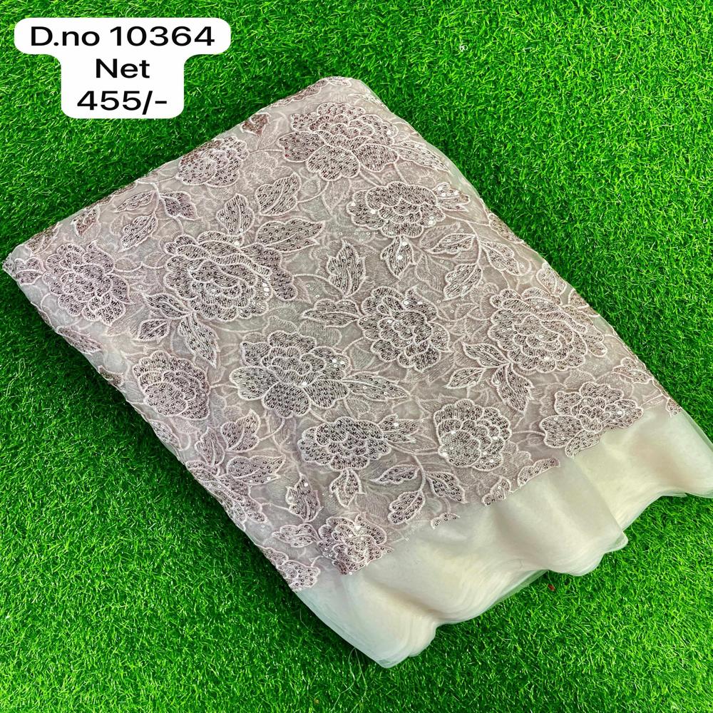 Embroidered Net Fabric - Viscose Chiffon, Grey & Sky Colors | Fancy Daily Wear Saree With Smoothness And Comfort