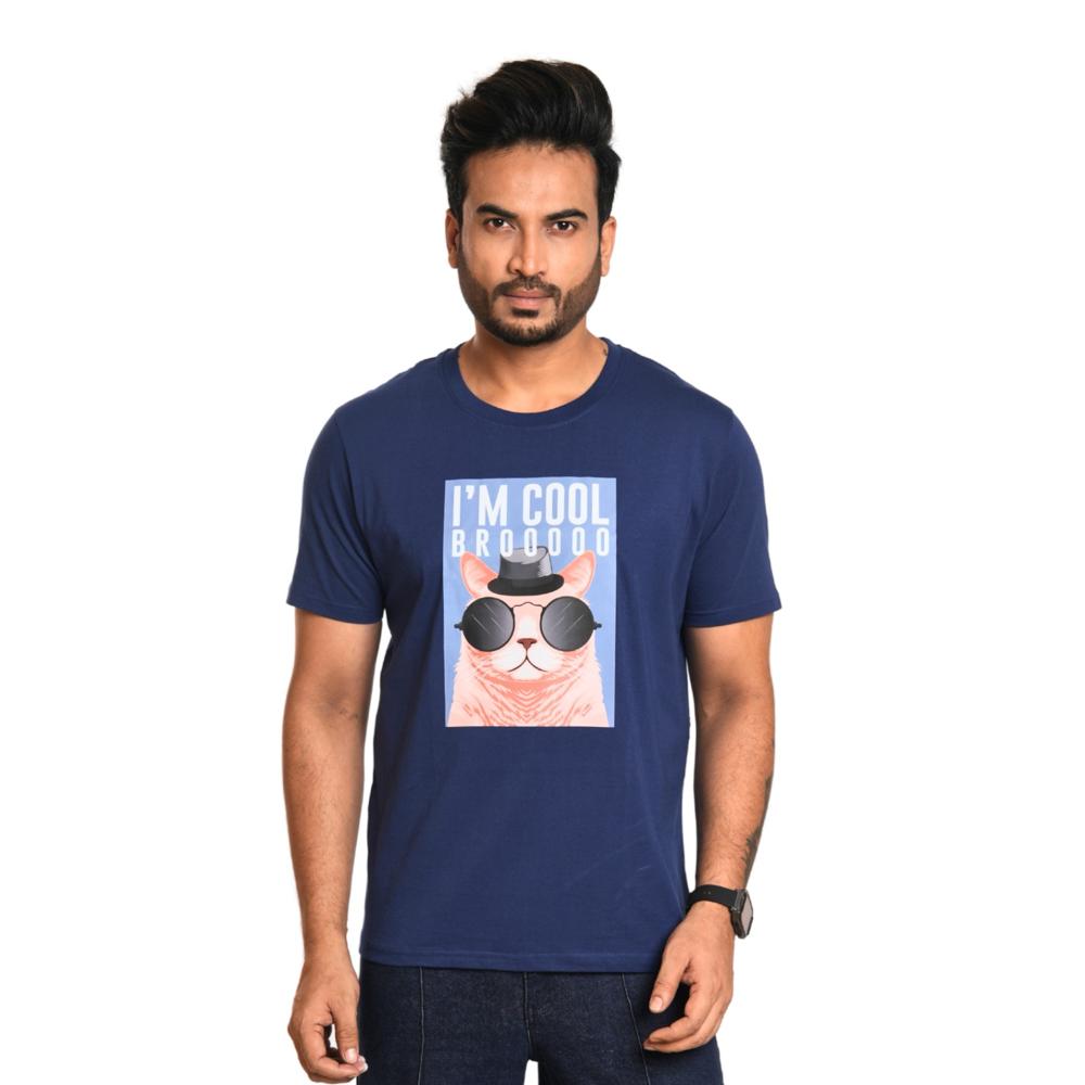 Men Blue  Cotton T-Shirt