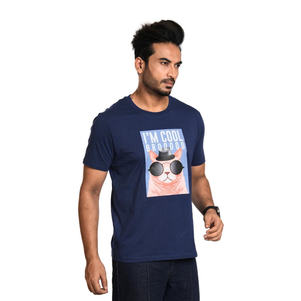 Men Blue  Cotton T-shirt