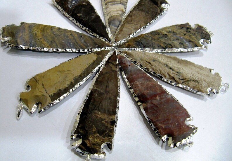 2 Pcs Set Natural Jasper Silver Electroplated Edge Single Loop