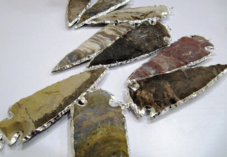 2 Pcs Set Natural Jasper Silver Electroplated Edge Single Loop