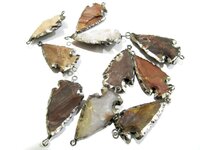 2 Pcs Set Natural Jasper Silver Electroplated Edge Double Loop
