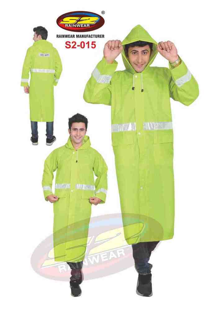 Pu Long Raincoat With Reflective Tape - Age Group: Adult