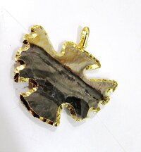 Natural Jasper Bird Shape Design Gold Electroplated Edge Double Loop